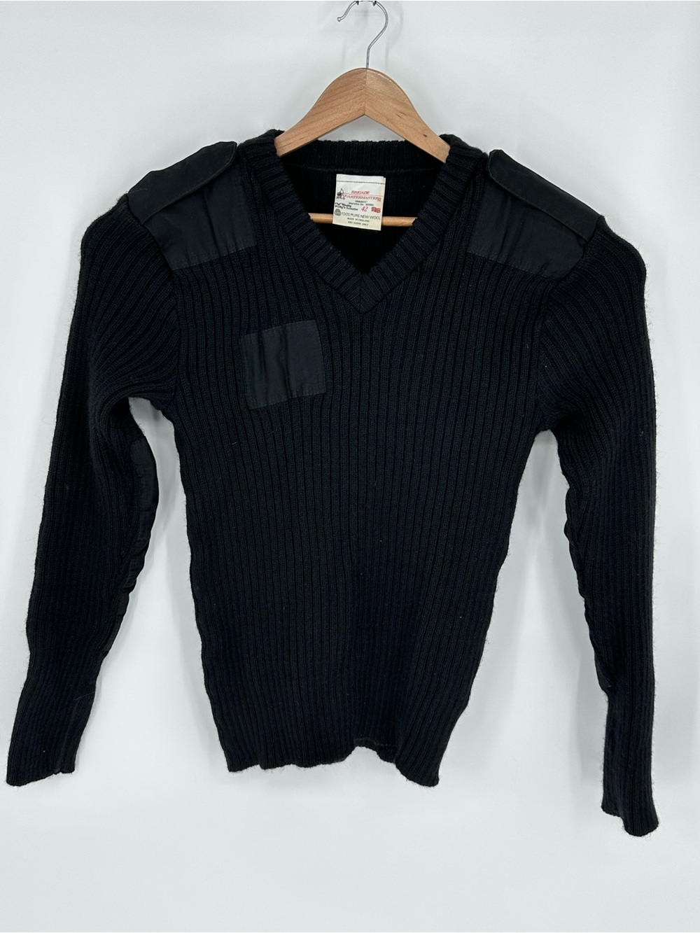 VTG Brigade Quartermasters Woolly Pully Black 100% Wool Military Sweater Mens 42